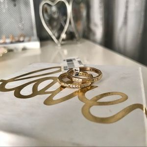 🪞 vintage gold pave crystal plated stackable silver rings 6